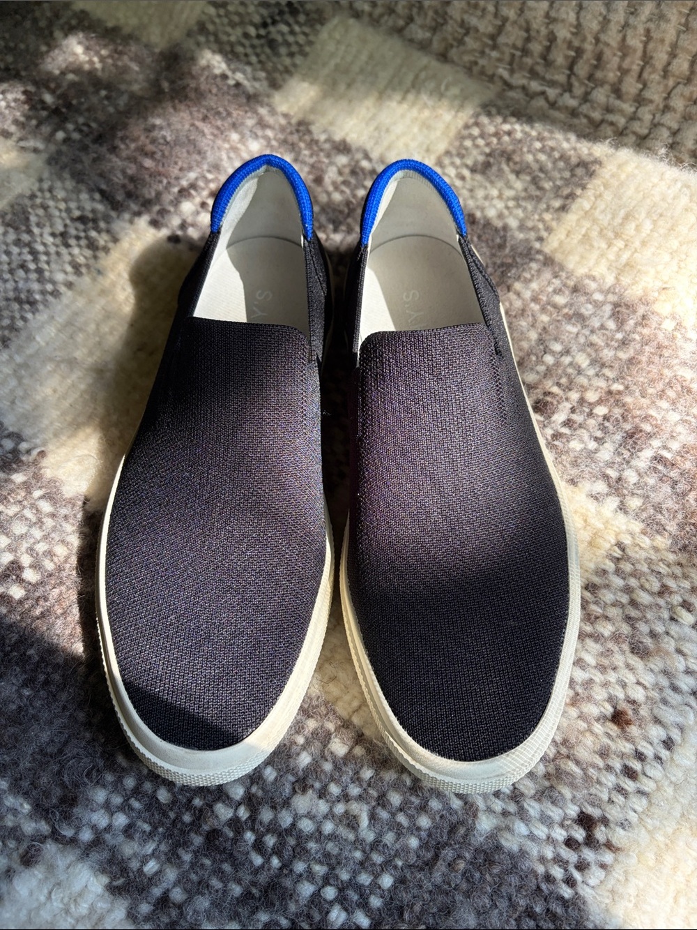 Rothy’s slide in shoes Black with blue trim size 9